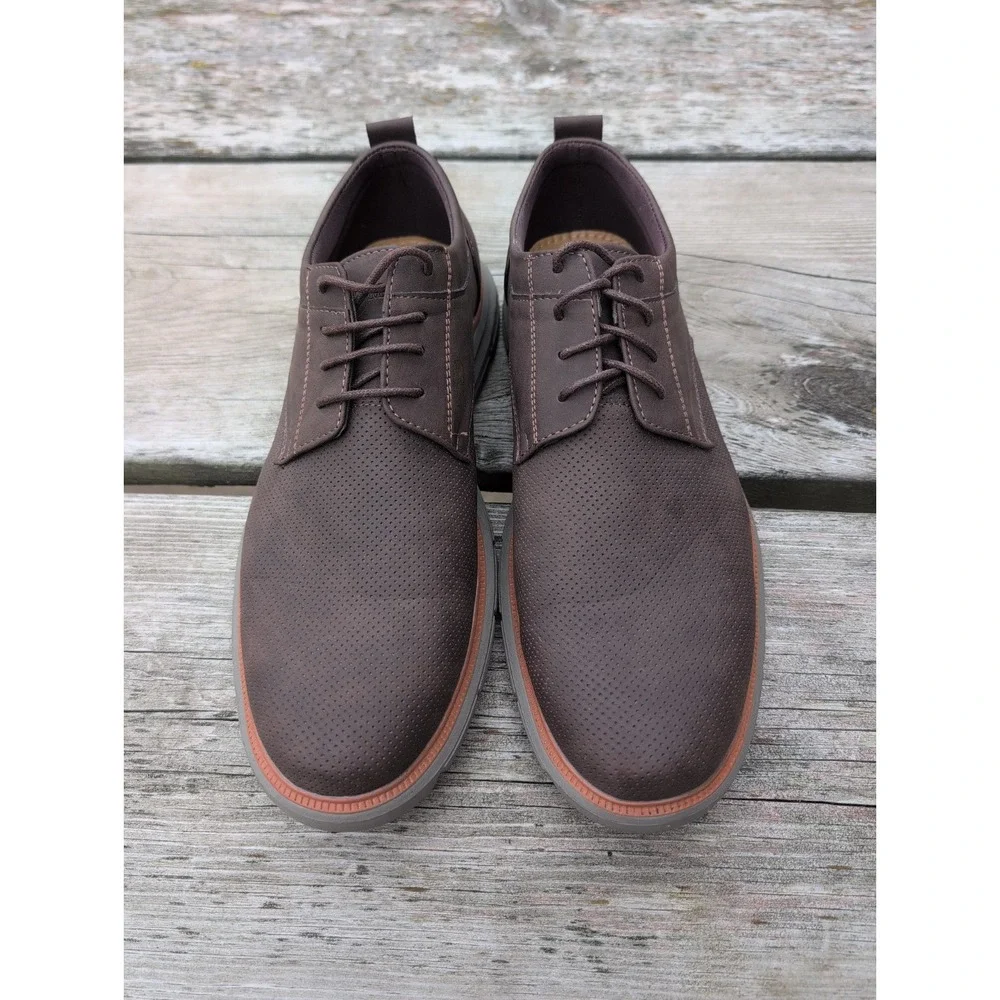 Aston Marc Mens Brown Perforated Oxford Casual Comfort Shoes Sz 10